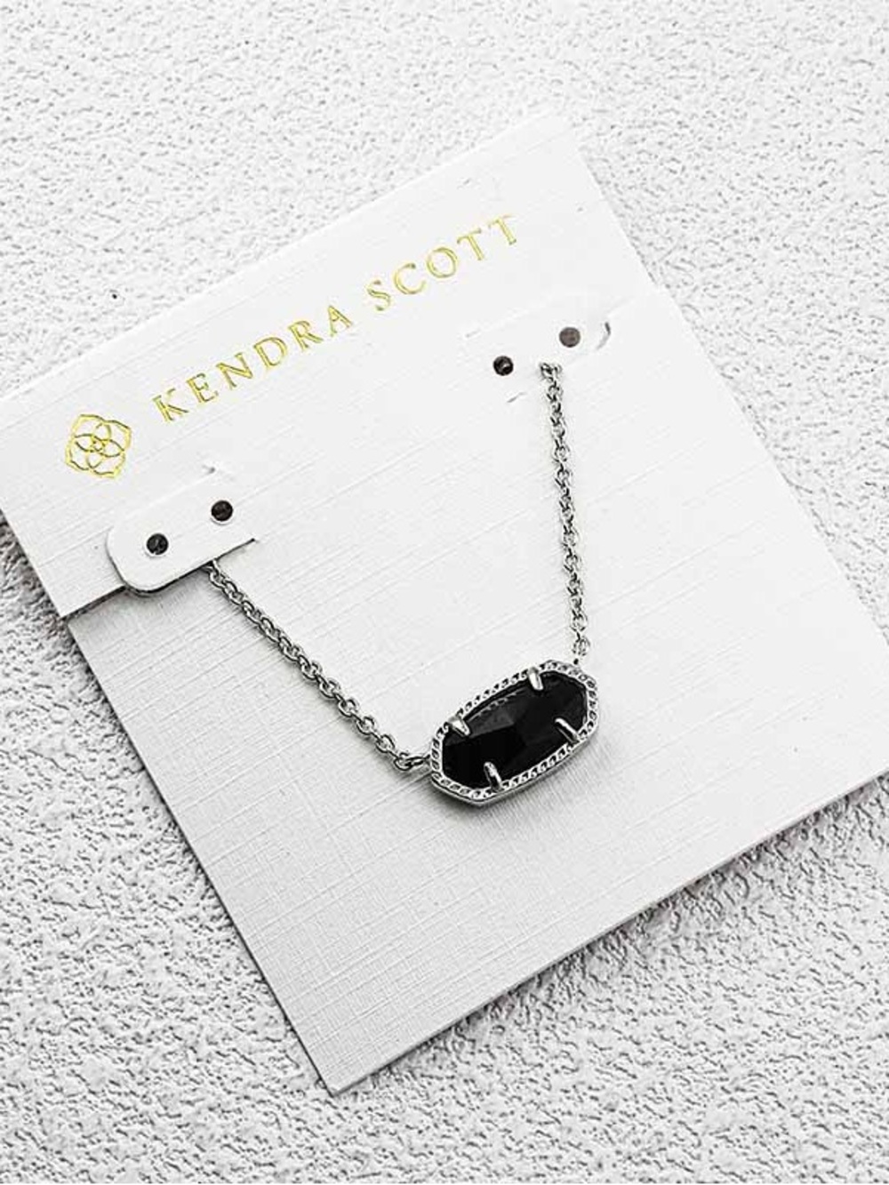 Kendra Scott Silver Necklace with Black Oval Stone